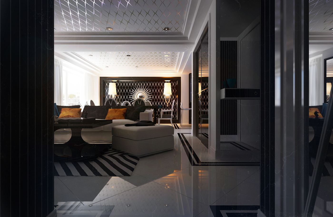 Approved design concept, private residence living room